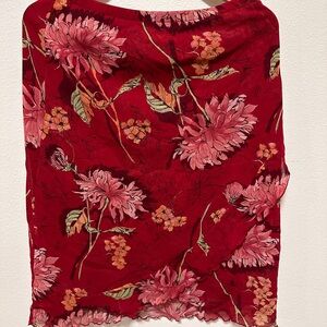 Floral Red Midi Skirt